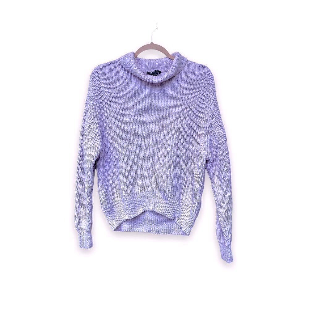 FRENCH CONNECTION | Lavender 100% Cotton Knit Turtleneck Sweater (S)